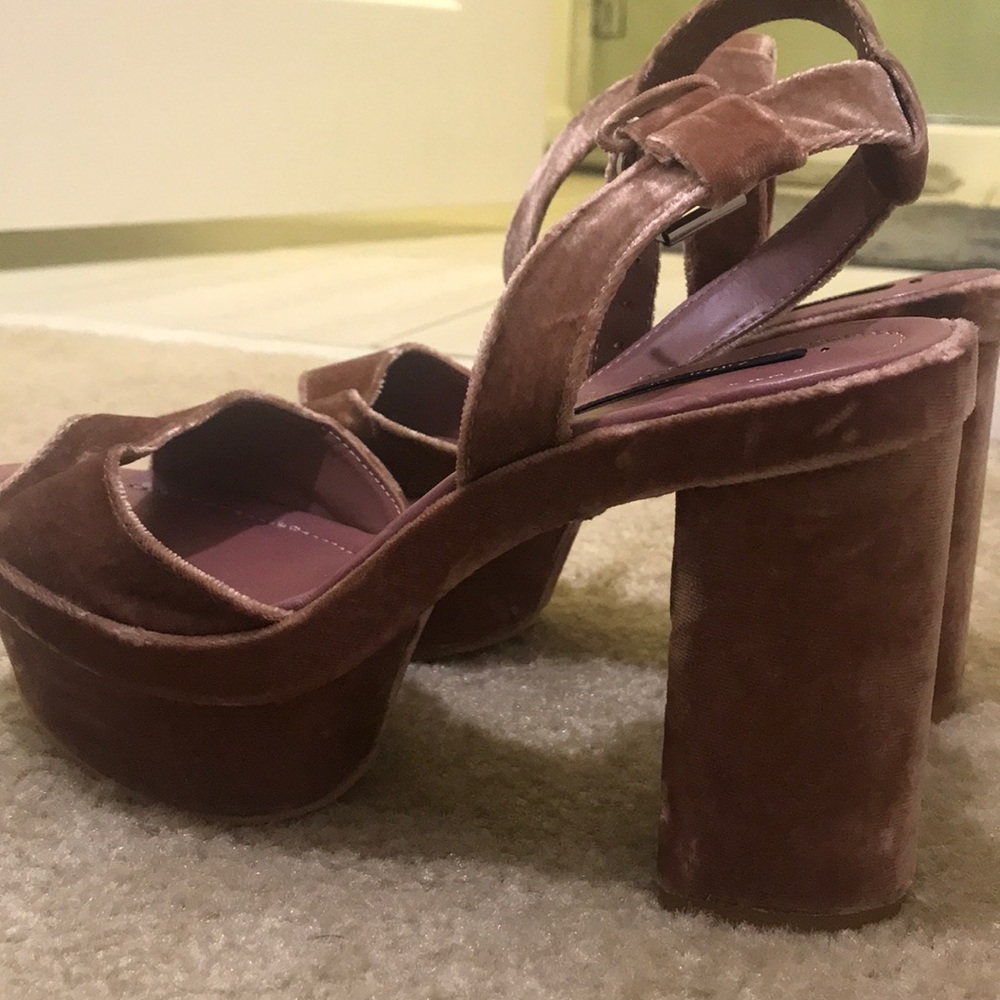 Pink velvet heels